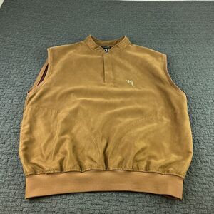Zero Restriction Golf Vest Mens Large‎ Brown Microsuede Jacket Sleeveless